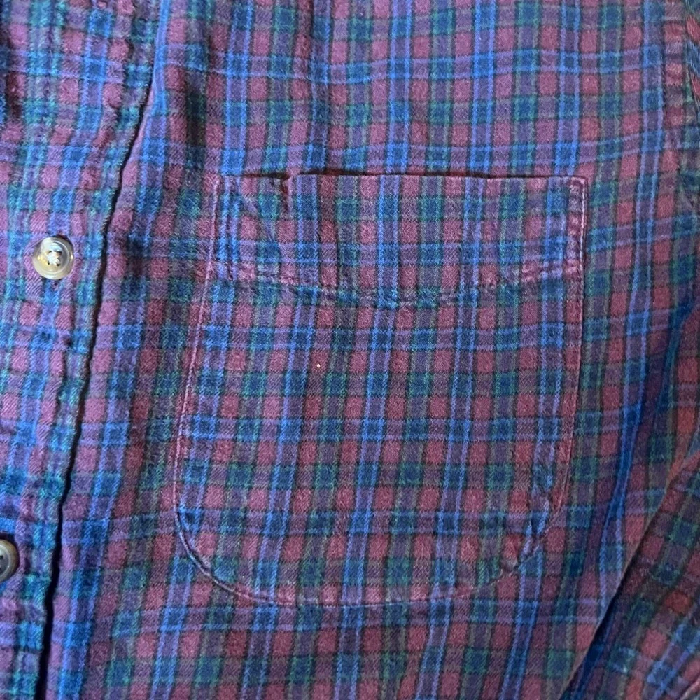 J Crew Brushed Twill Plaid Button Down Shirt Mens Small Slim Fit Red Blue